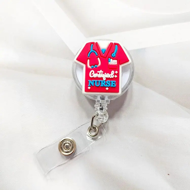 Creative Cartoon Nurse ID Badge Clip Retractable Reel Easy Pull Clip Set For Medical Professionals 7