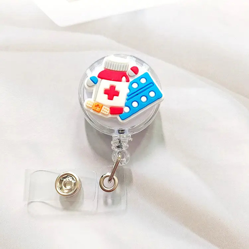 Creative Cartoon Nurse ID Badge Clip Retractable Reel Easy Pull Clip Set For Medical Professionals 14