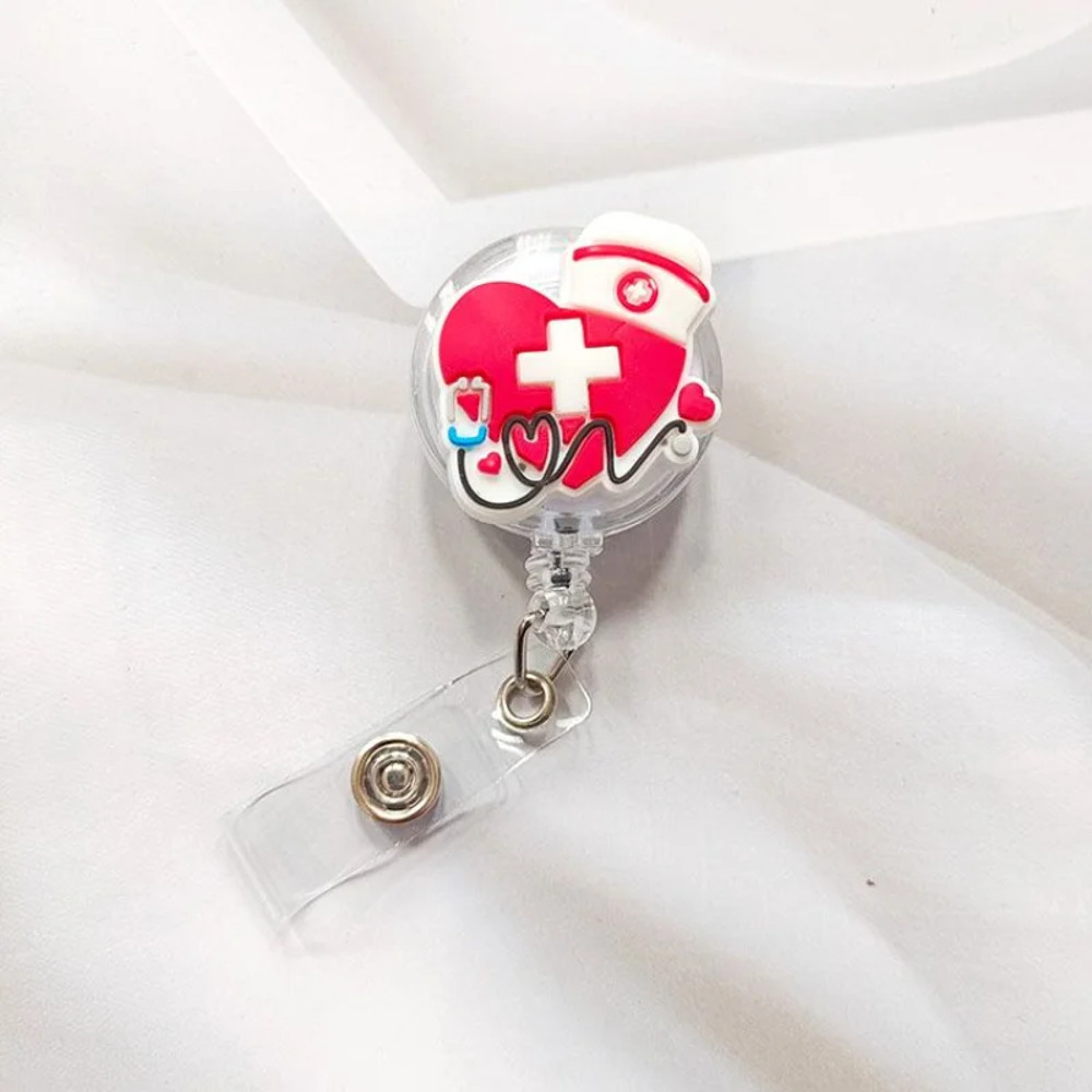 Creative Cartoon Nurse ID Badge Clip Retractable Reel Easy Pull Clip Set For Medical Professionals 12