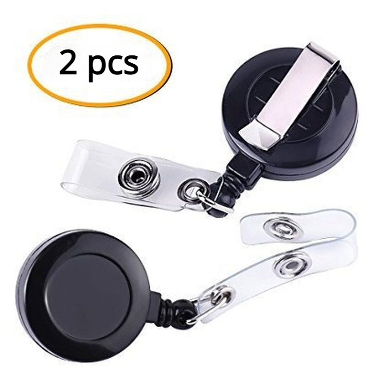 Retractable Badge Reel Black ID Badge Holder With Belt Clip Secure Card Clip For Work Access Office 0