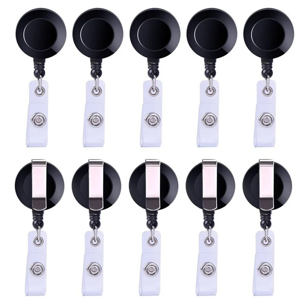 Retractable Badge Reel Black ID Badge Holder With Belt Clip Secure Card Clip For Work Access Office 1
