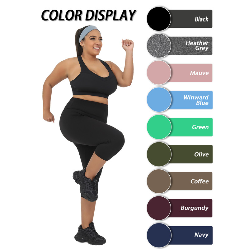Super Soft Plus Size Leggings for Women, High Waisted Tummy Control, Yoga Capri Pants for Workout Running