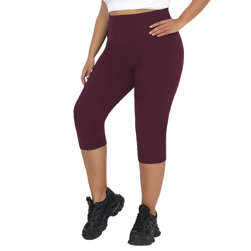 Super Soft Plus Size Leggings for Women, High Waisted Tummy Control, Yoga Capri Pants for Workout Running