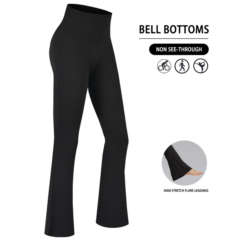 Super Soft Plus Size Flare Pants, High Waisted Tummy Control Leggings, Bootleg Bell Bottoms for Running