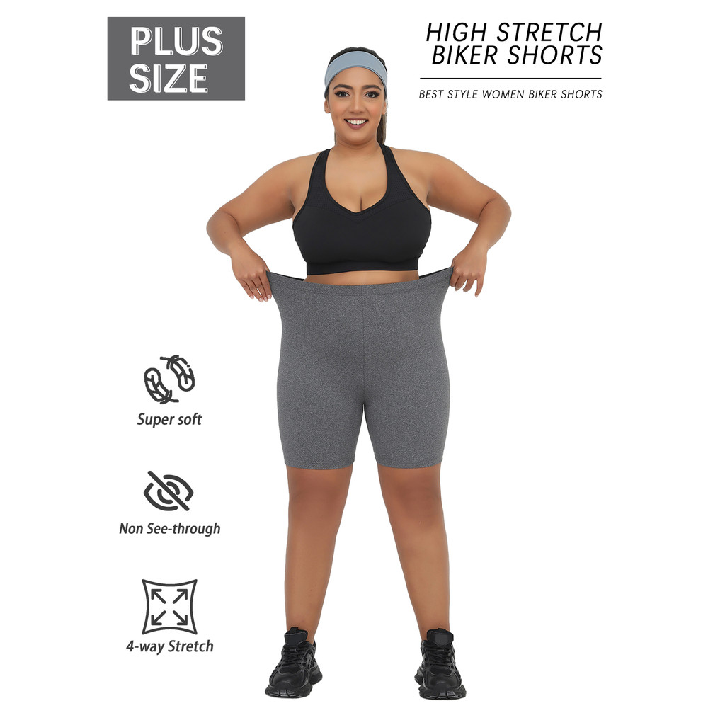 Super Soft Plus Size Biker Shorts For Women, No See Through, Workout, Running, Yoga, Athletic Shorts