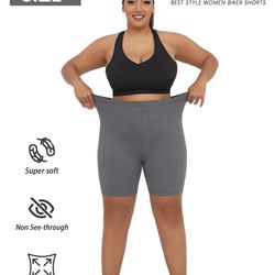 super soft plus size biker shorts for women, no see through, workout, running, yoga, athletic shorts