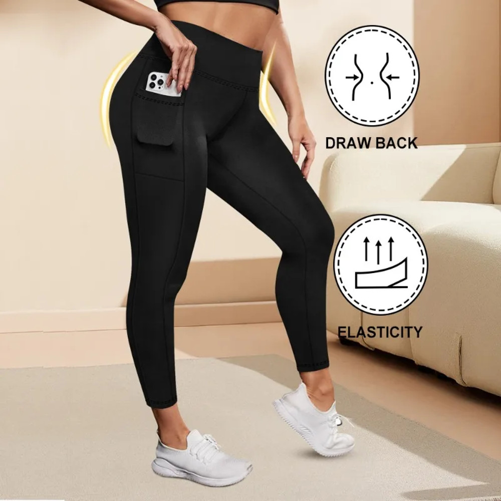 Women's High Waisted Yoga Leggings with Pockets, Plus Size, Butt Lifting Workout Leggings, Elastic Activewear for Gym
