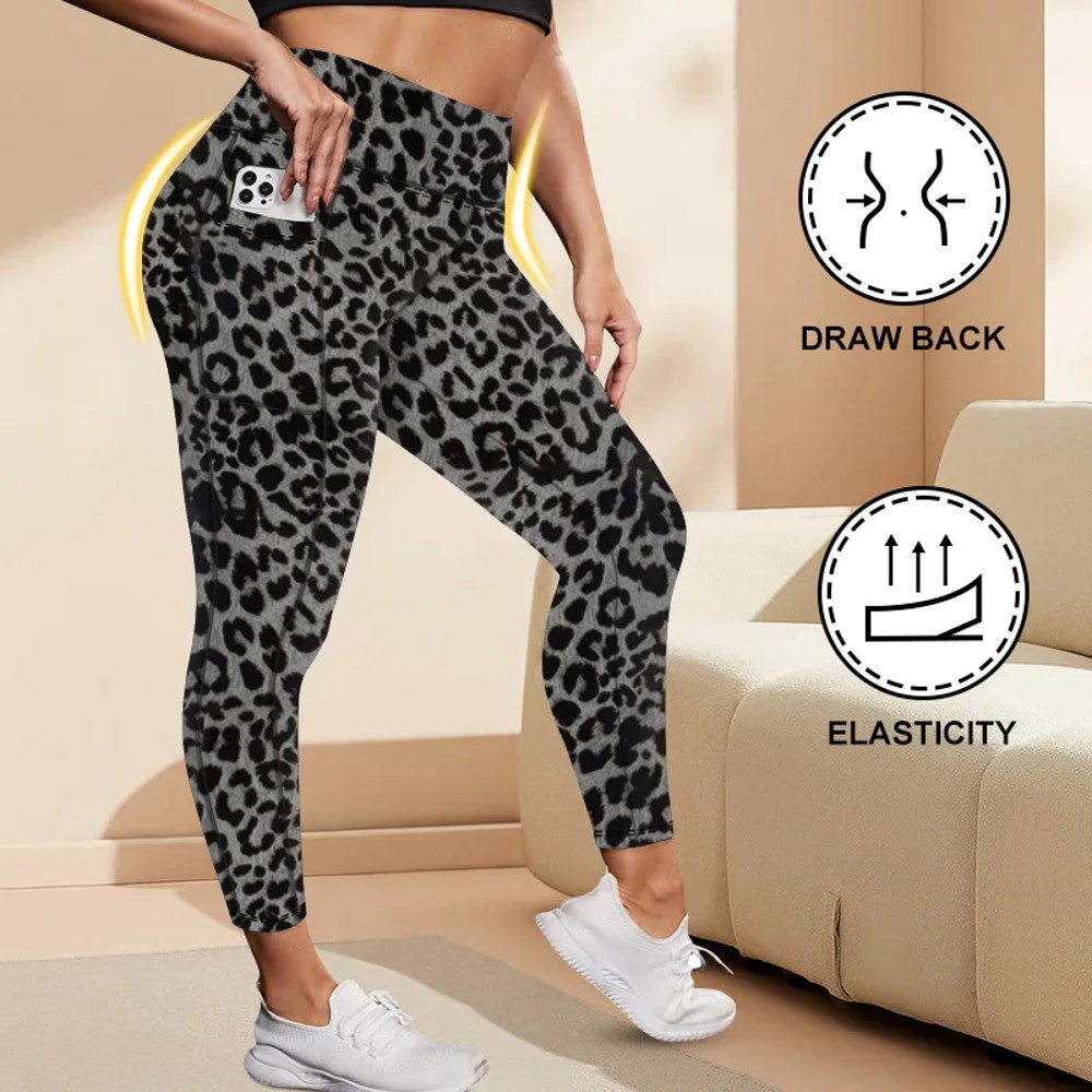 Women's High Waisted Yoga Leggings with Pockets, Plus Size, Butt Lifting Workout Leggings, Elastic Activewear for Gym
