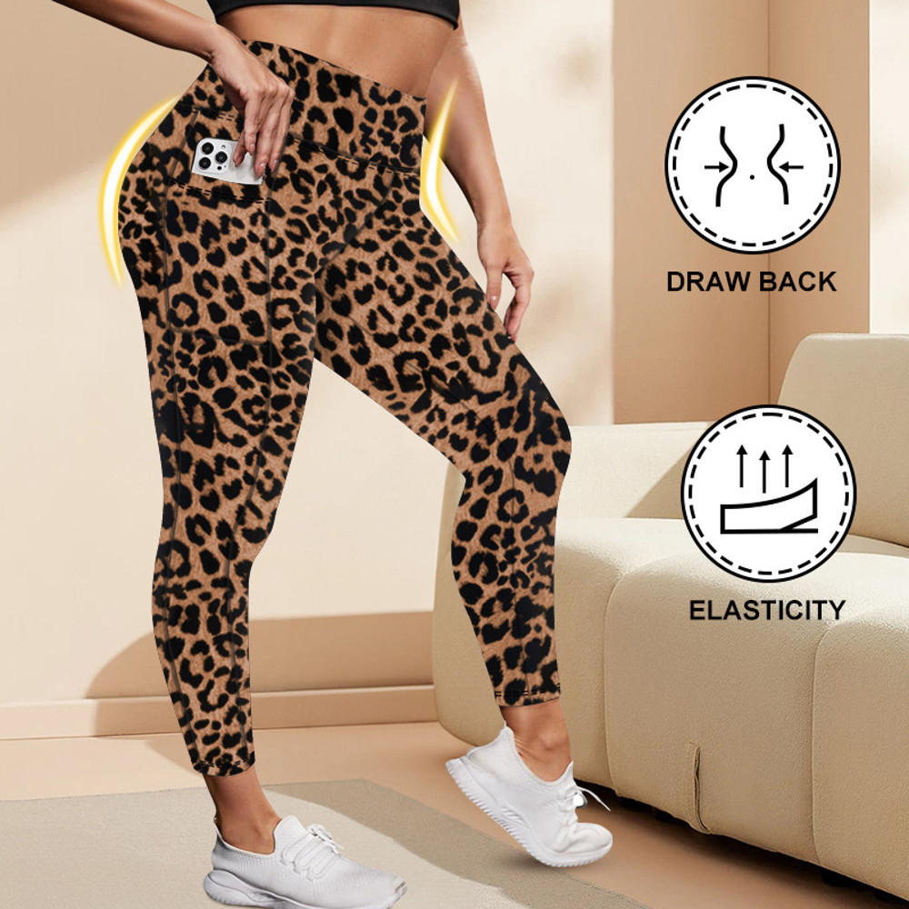 Women's High Waisted Yoga Leggings with Pockets, Plus Size, Butt Lifting Workout Leggings, Elastic Activewear for Gym