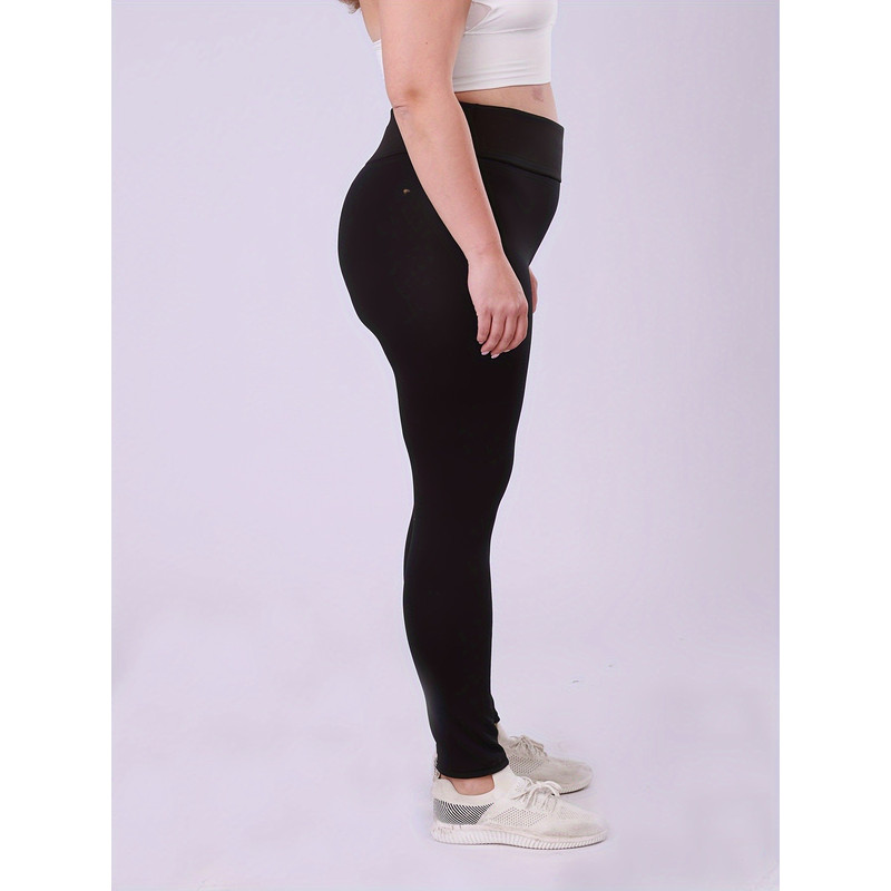 Warm Plus Size Leggings, High Waisted Fleece Lined, Thick Stretchy Long Pants for Cold Weather