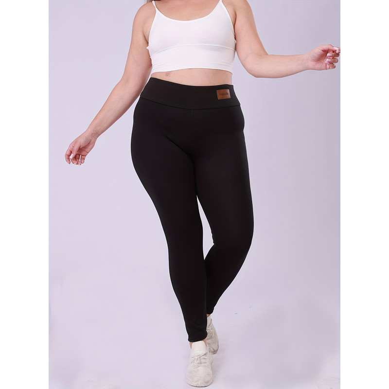 Warm Plus Size Leggings, High Waisted Fleece Lined, Thick Stretchy Long Pants for Cold Weather