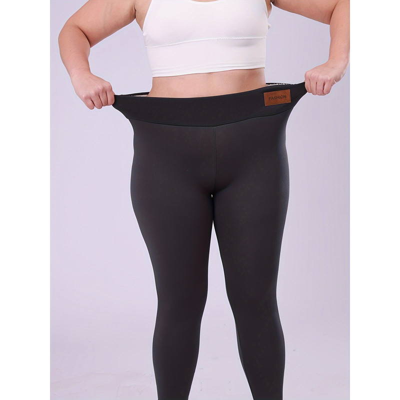 Warm Plus Size Leggings, High Waisted Fleece Lined, Thick Stretchy Long Pants for Cold Weather