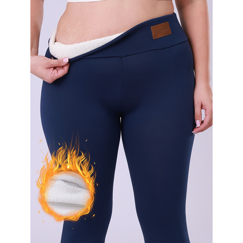 Warm Plus Size Leggings, High Waisted Fleece Lined, Thick Stretchy Long Pants for Cold Weather