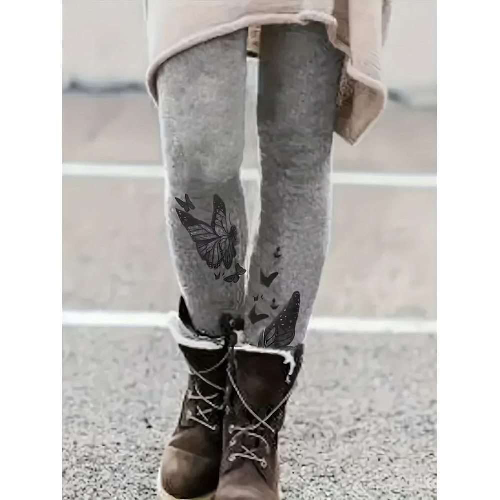 Butterfly Printed Leggings Womens Plus Size High Waisted Tights Casual Long Pants For Spring And Au 0