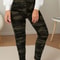 Super Elastic Leggings for Women, Plus Size, Military Green Camouflage, Soft Sports Outerwear, Cropped Tight Pants