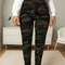 Super Elastic Leggings for Women, Plus Size, Military Green Camouflage, Soft Sports Outerwear, Cropped Tight Pants