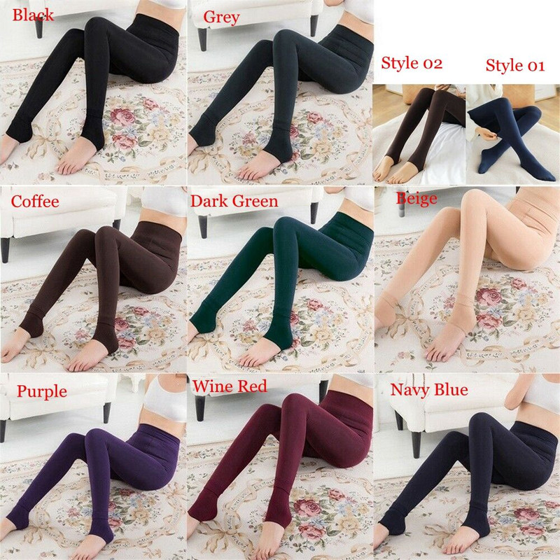 Women's Winter Thermal Leggings, Fluff Lined, Warm Thick Pantyhose, Stretch Slim Pants