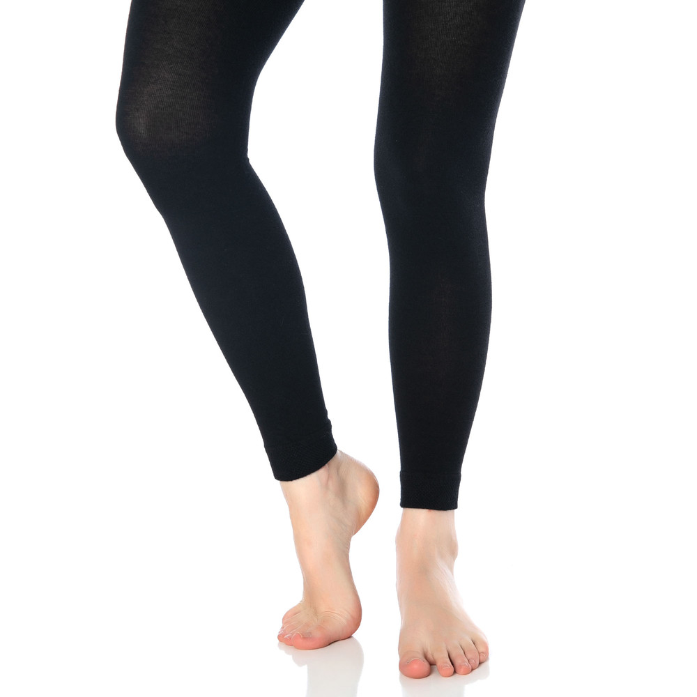 Soft Stretchy Black Thermal Leggings For Women Microfiber Full Length Leggings 2