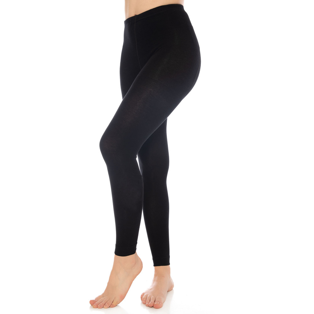 Soft Stretchy Black Thermal Leggings For Women Microfiber Full Length Leggings 5