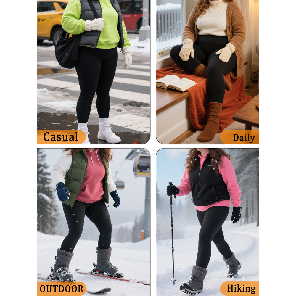 Super Soft Fleece Lined Leggings, Plus Size Thermal Winter Pants, for Cold Weather Running, Yoga, and Workout