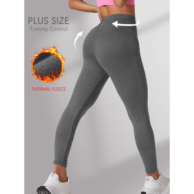 Super Soft Fleece Lined Leggings, Plus Size Thermal Winter Pants, for Cold Weather Running, Yoga, and Workout