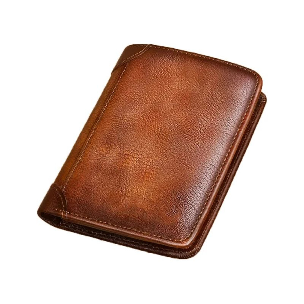 Mens Genuine Leather Wallet RFID Anti Theft Large Capacity Trifold Fashion Card Holder With Photo P 6