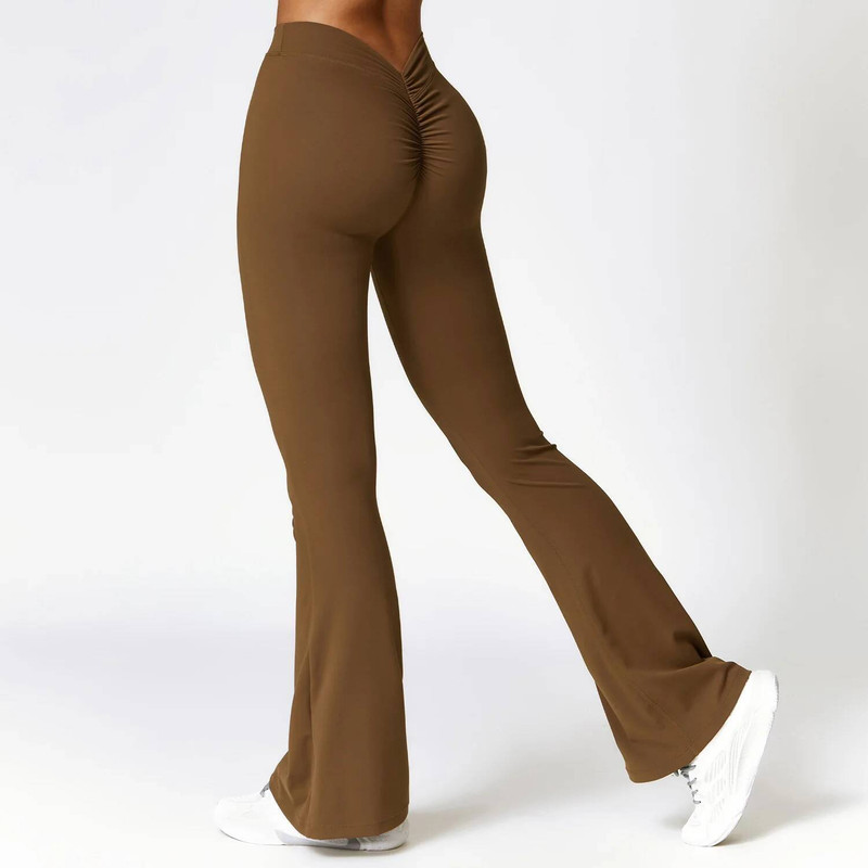 High Waist Flare Leggings, Women's Gym Fiess Sports Flared Pant, V-Shaped Hip Yoga Pants, Dance Trousers