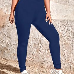 high waisted leggings for women, plus size, black, high stretch, nine point pants, solid color, small feet