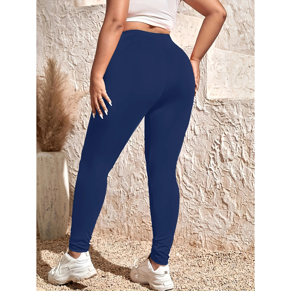 High Waisted Leggings For Women Plus Size Black High Stretch Nine Point Pants Solid Color Small Fee 1