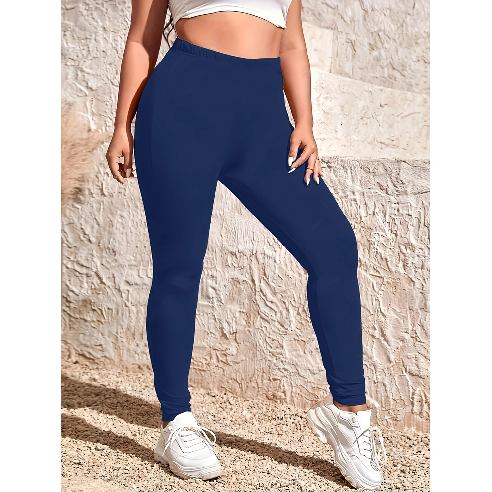 High Waisted Leggings For Women Plus Size Black High Stretch Nine Point Pants Solid Color Small Fee 3
