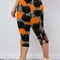 New Womens Fashion Capri Leggings High Rise Allover Cat And Pumpkin Print Cut Out Design 1
