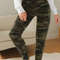 Women's Plus Size Leggings, Super Elastic Camo, Military Green Cropped Pants, Soft Sports Outerwear