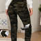 Women's Plus Size Leggings, Super Elastic Camo, Military Green Cropped Pants, Soft Sports Outerwear