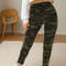 Women's Plus Size Leggings, Super Elastic Camo, Military Green Cropped Pants, Soft Sports Outerwear