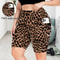 High Waist Tight Shorts, Tiger Print, Slim Fit, Bottom Lifting, Five Quarter Length, Pocketed Base Layer