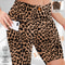 High Waist Tight Shorts, Tiger Print, Slim Fit, Bottom Lifting, Five Quarter Length, Pocketed Base Layer