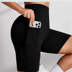 plus size biker shorts, high waisted with pockets, super soft tummy control, no see through, for womens workout, running