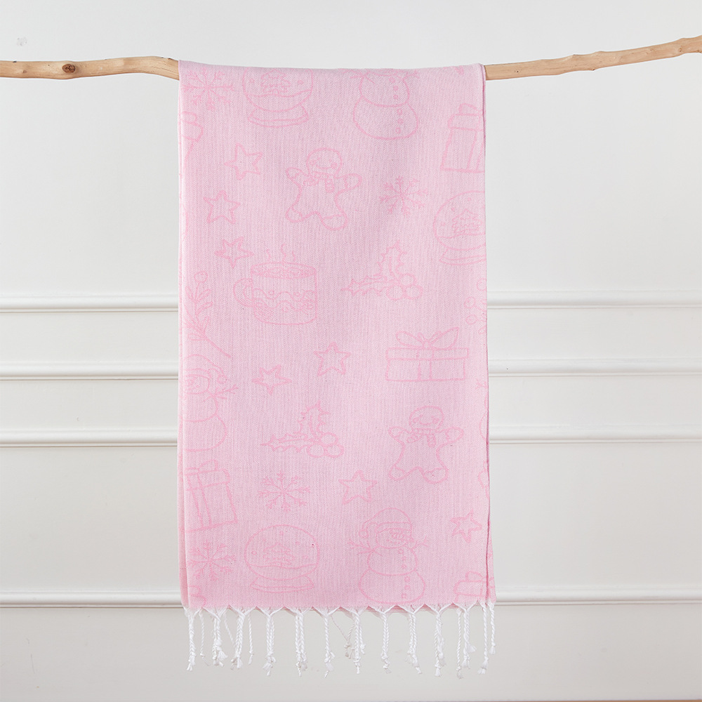 Turkish Bath Towel, Cherry Bow Beach Towel, Quick Drying, Fringed, for Sauna and Children