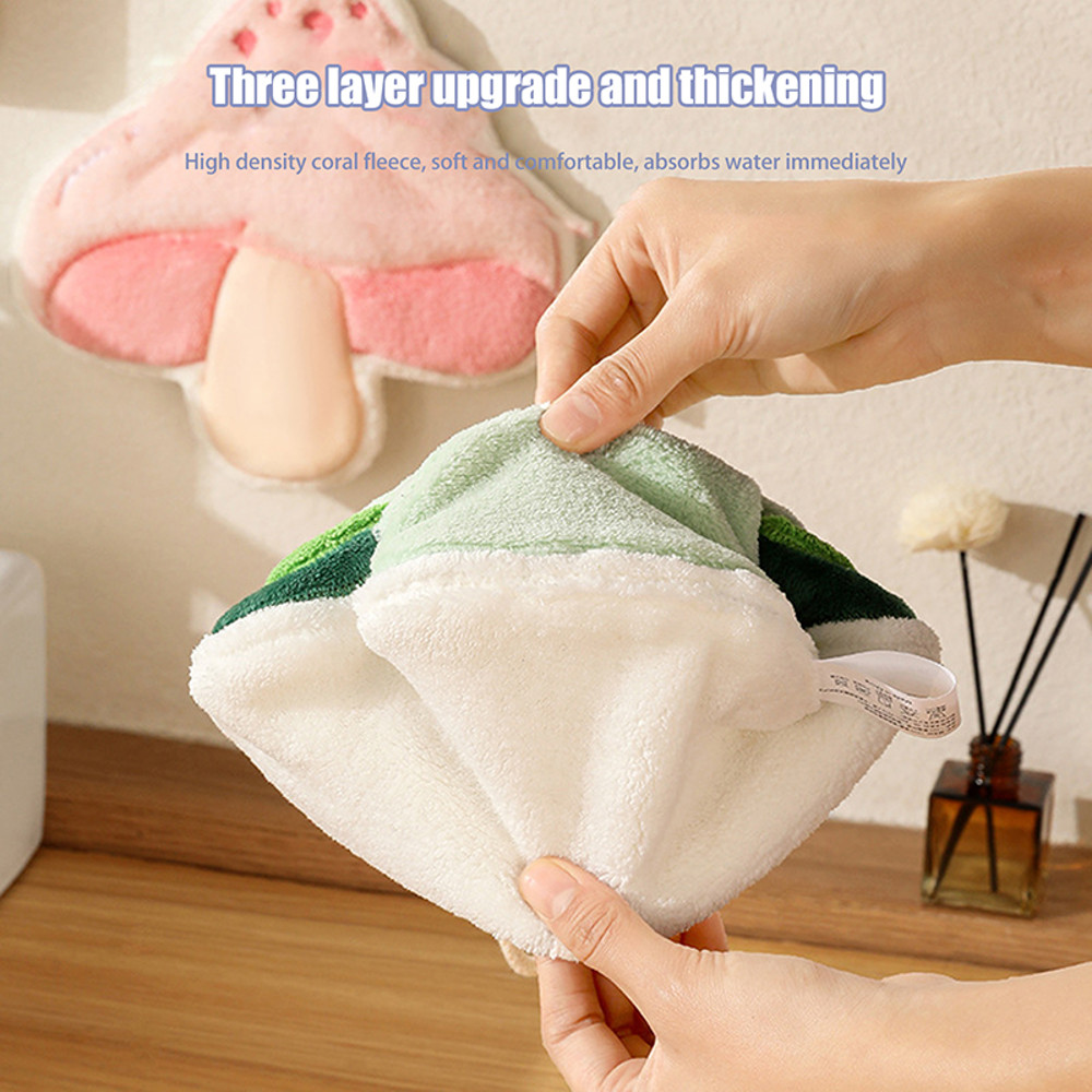 Cartoon Vegetable Hand Towel Super Absorbent Quick Dry Wipe Handkerchief With Hanging Loop 4