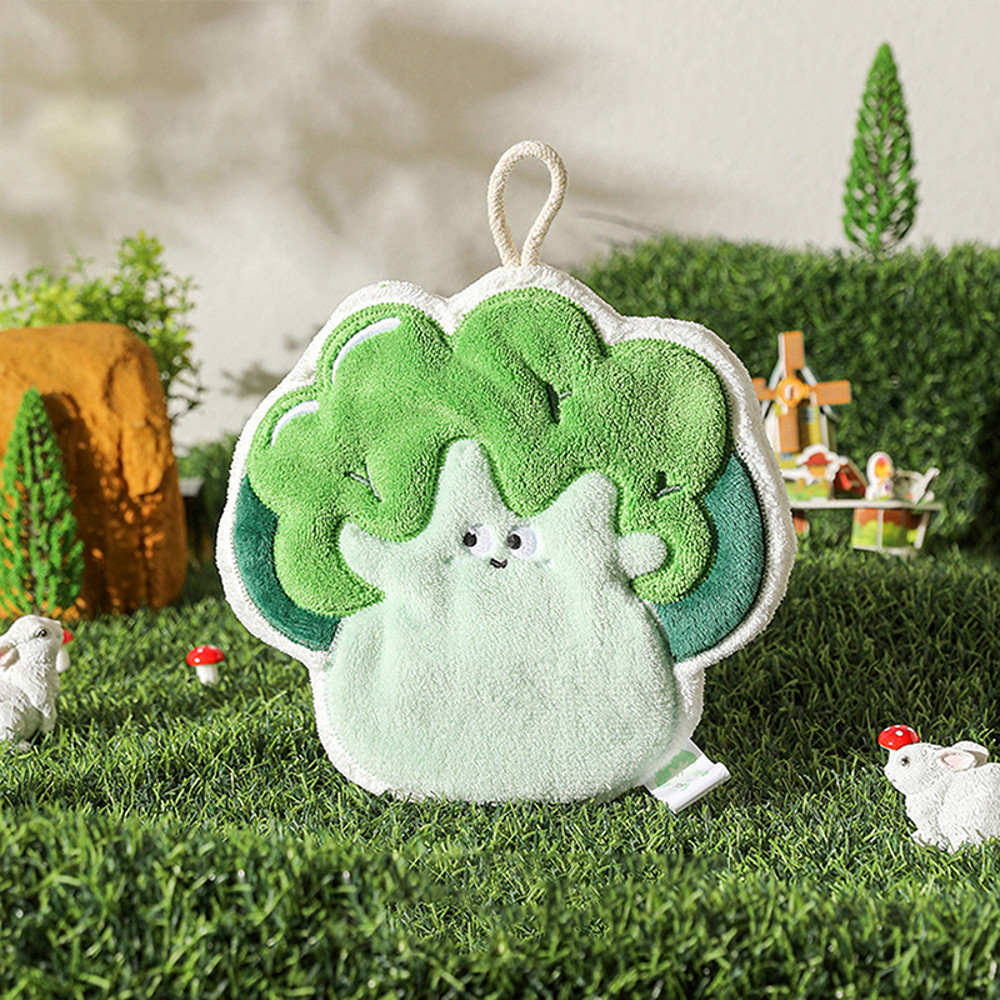 Cartoon Vegetable Hand Towel Super Absorbent Quick Dry Wipe Handkerchief With Hanging Loop 6
