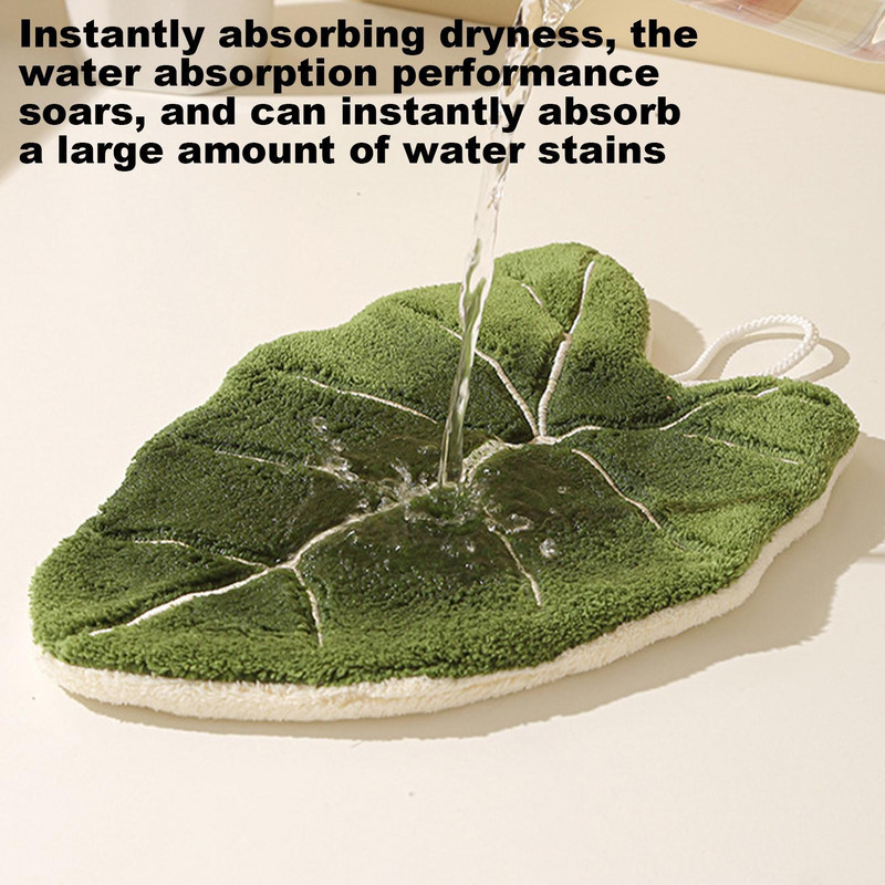 Leaf Print Hand Towels Highly Absorbent Hanging Towel For Kitchen And Bathroom Plant Pattern Cleani 3