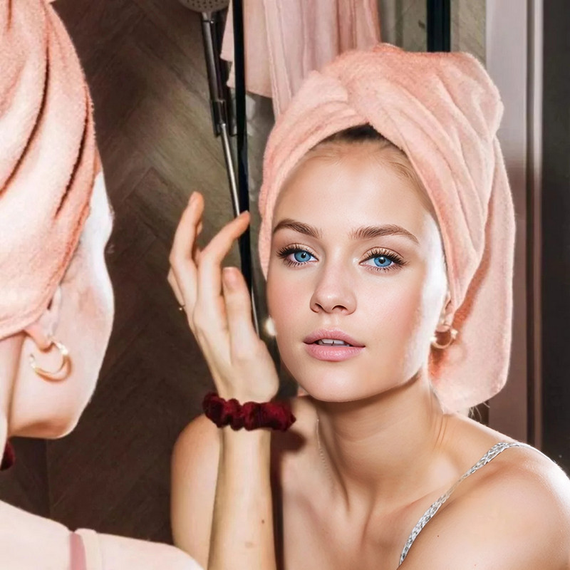 Ultra Soft Hair Towel Wrap, Large Microfiber Hair Towel with Elastic Loop, for Curly, Long and Short Hair
