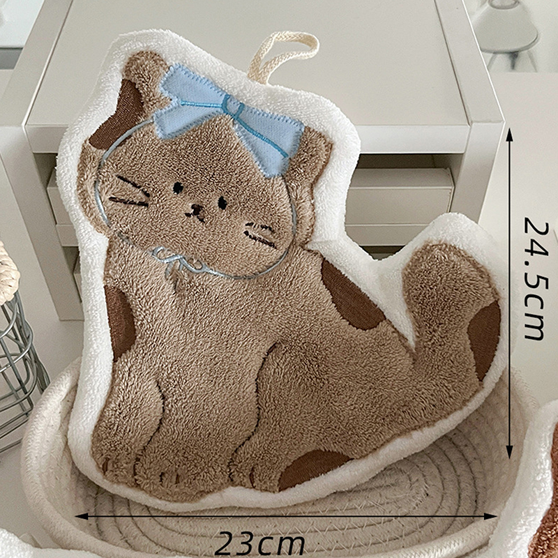Creative Design Cartoon Hand Towel, Quick Drying and Multi Functional, Double Layer Thick Towel with Simple Pattern