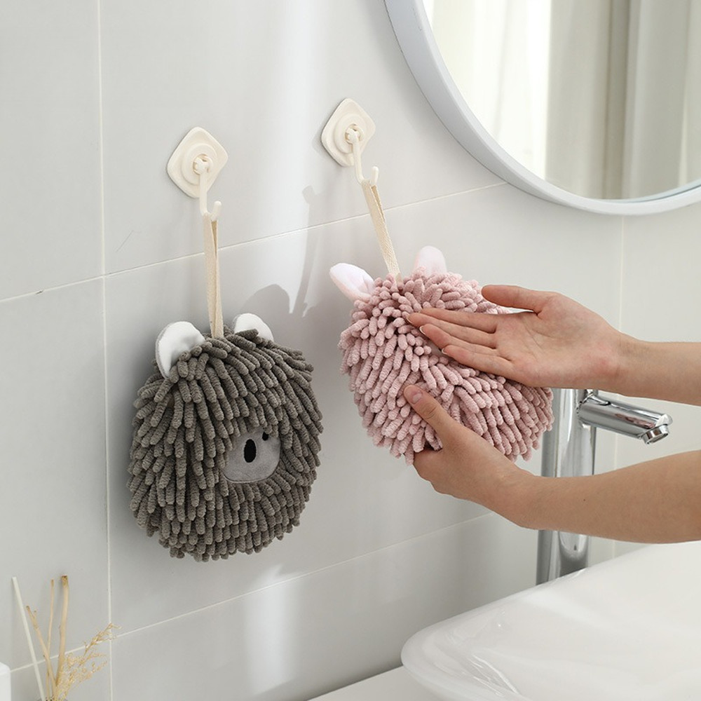Absorbent Thick Hand Towel, Hanging Type for Bathroom and Kitchen, Cute Animals Handball for Wiping