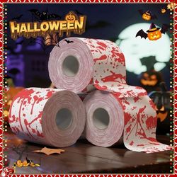 new packaging, halloween decorative tissue, themed paper towels, organic bathroom tissue, blood design