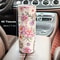 Creative Hand Drawn Paper Flower Car Tissue Holder, 2pcs Car Tissue Barrel Set, Printed Car Accessory