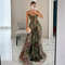 Summer Spring Off-Shoulder Lace Print Halter Dress Casual Party Holiday Dress V-Neck Floor-Length Polyester Fiber Dress