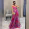 Summer Spring Off-Shoulder Lace Print Halter Dress Casual Party Holiday Dress V-Neck Floor-Length Polyester Fiber Dress
