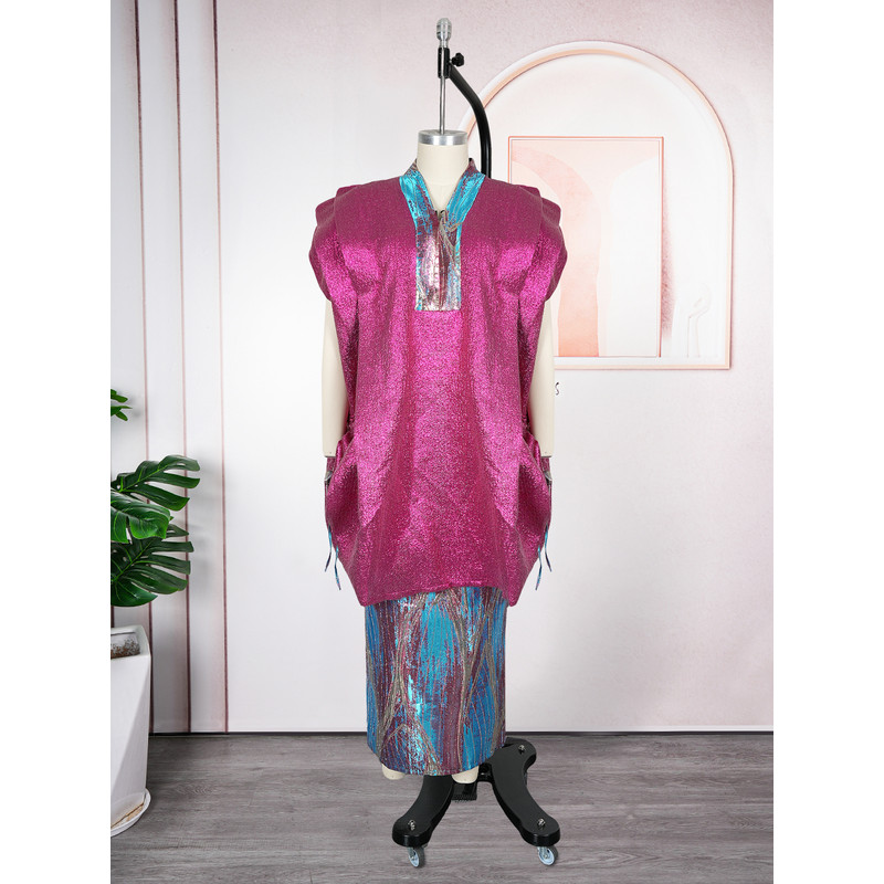 Stunning Ankara 2 PC Set For Women Dashiki Tops And Skirts Plus Size Wedding Party Dresses 1