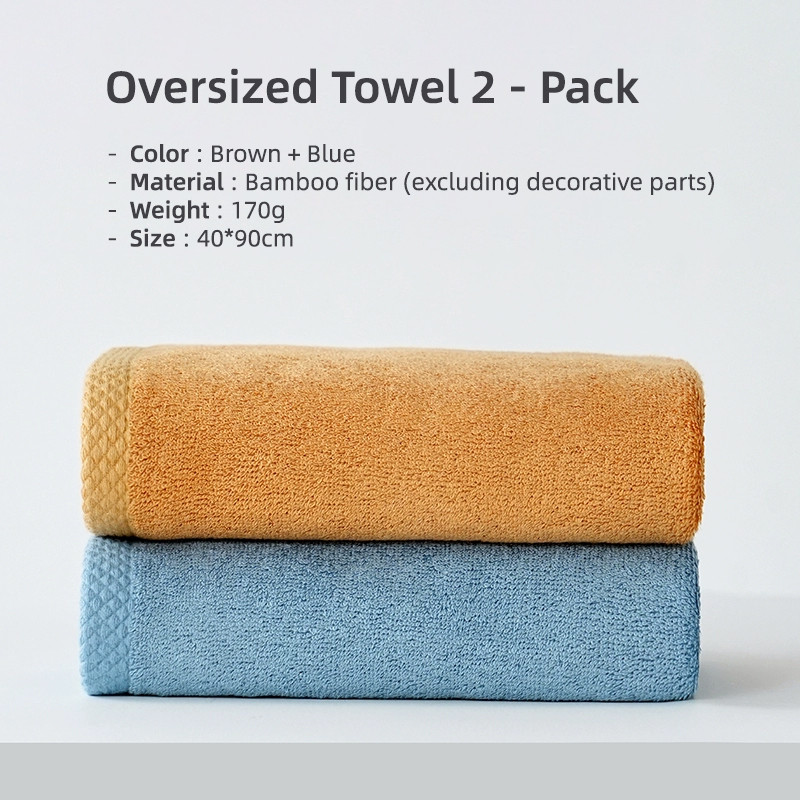 Luxury Bamboo Fiber Towels Set, Bathroom Towels, Thick Absorbent Washcloth and Face Towel for Adults
